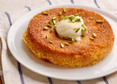 طرز تهیه کنافه پنیری خوشمزه با شیرعسلی (آموزش ویدیویی)